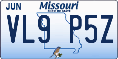 MO license plate VL9P5Z