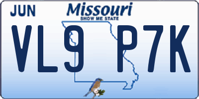 MO license plate VL9P7K