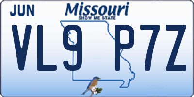 MO license plate VL9P7Z