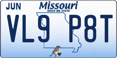 MO license plate VL9P8T