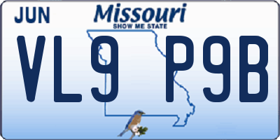 MO license plate VL9P9B