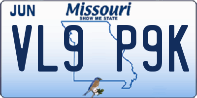 MO license plate VL9P9K