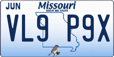 MO license plate VL9P9X