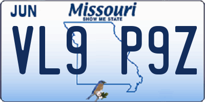 MO license plate VL9P9Z