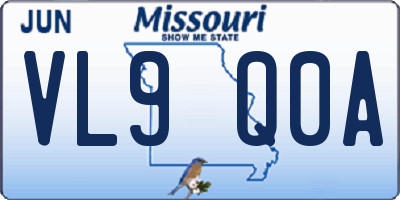 MO license plate VL9Q0A