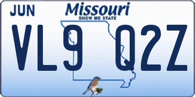 MO license plate VL9Q2Z