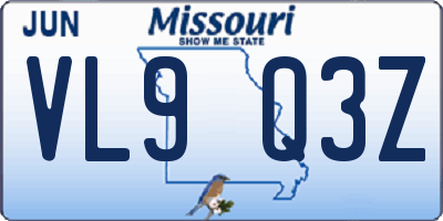 MO license plate VL9Q3Z