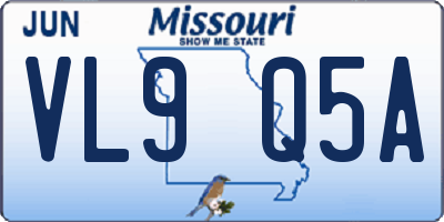 MO license plate VL9Q5A