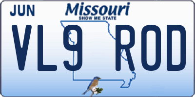 MO license plate VL9R0D
