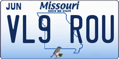 MO license plate VL9R0U