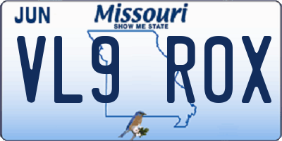 MO license plate VL9R0X
