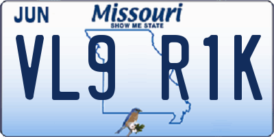MO license plate VL9R1K