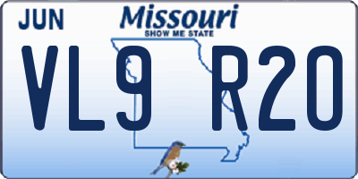 MO license plate VL9R2O