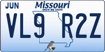 MO license plate VL9R2Z
