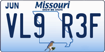 MO license plate VL9R3F