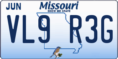 MO license plate VL9R3G
