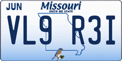 MO license plate VL9R3I