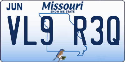 MO license plate VL9R3Q