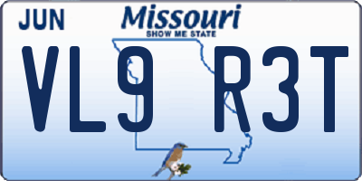 MO license plate VL9R3T