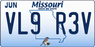 MO license plate VL9R3V