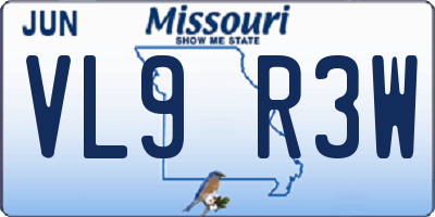MO license plate VL9R3W