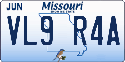 MO license plate VL9R4A