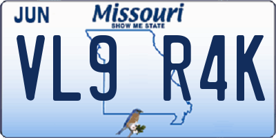 MO license plate VL9R4K