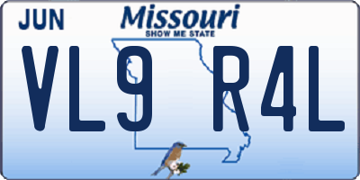 MO license plate VL9R4L