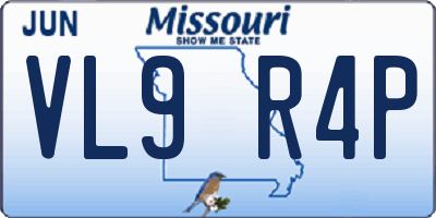 MO license plate VL9R4P