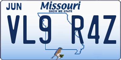 MO license plate VL9R4Z
