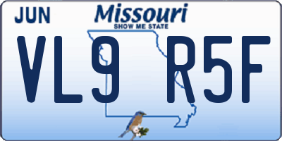 MO license plate VL9R5F