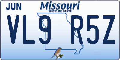 MO license plate VL9R5Z