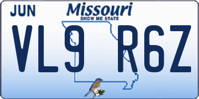 MO license plate VL9R6Z