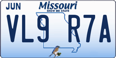 MO license plate VL9R7A