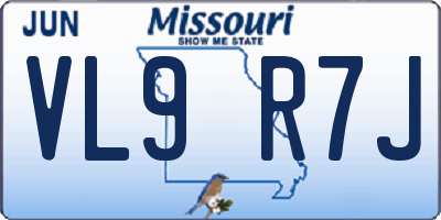 MO license plate VL9R7J