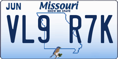 MO license plate VL9R7K