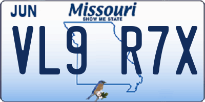 MO license plate VL9R7X