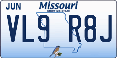 MO license plate VL9R8J