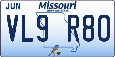 MO license plate VL9R8O
