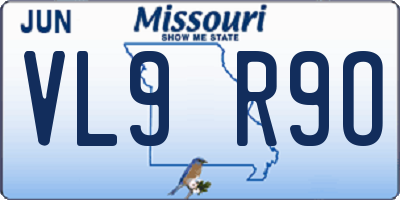 MO license plate VL9R9O