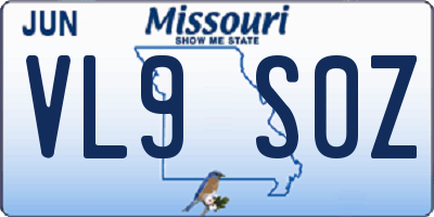 MO license plate VL9S0Z