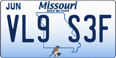 MO license plate VL9S3F