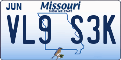 MO license plate VL9S3K