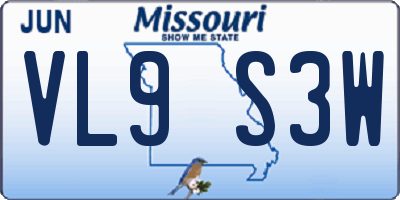 MO license plate VL9S3W