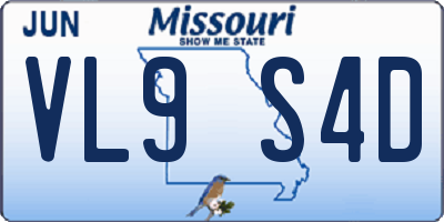 MO license plate VL9S4D