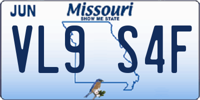 MO license plate VL9S4F