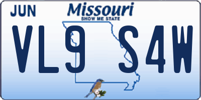 MO license plate VL9S4W