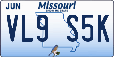 MO license plate VL9S5K