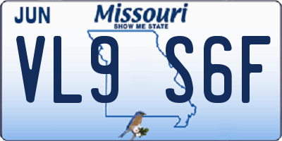 MO license plate VL9S6F