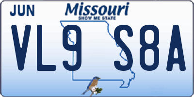 MO license plate VL9S8A